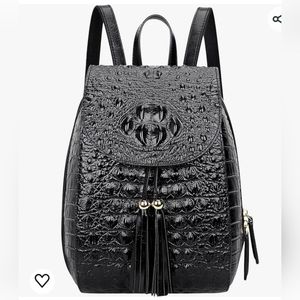 Alligator Crocodile Mini Backpack Leather Purse Black And Gold